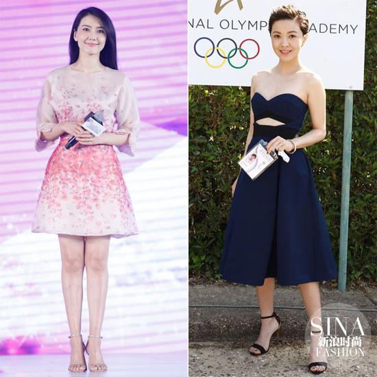 高圓圓、郭采潔示范一字鞋