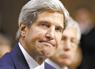 3日，克里在參院聽證會上。