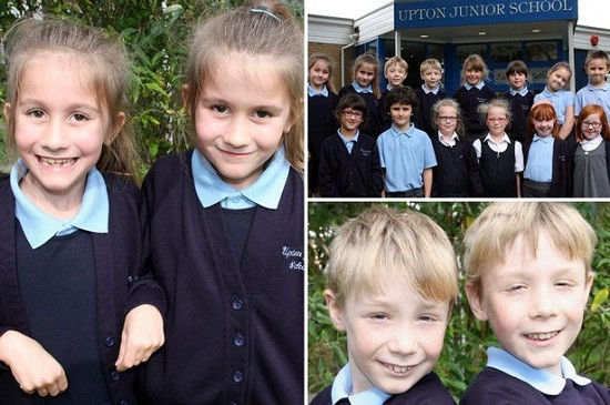 英國又有7對雙胞胎進(jìn)入了同一所小學(xué)，讓人看花了眼。