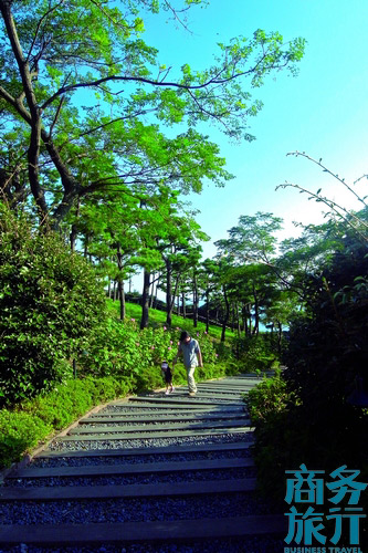 很多父母會(huì)帶著孩子在步行道漫步。