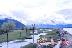 小路的一側(cè)是小溪,另一側(cè)是河流。