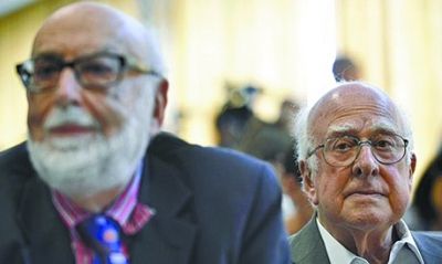 比利時科學(xué)家恩勒特（左）和英國科學(xué)家希格斯（右）有望獲得諾貝爾物理學(xué)獎。