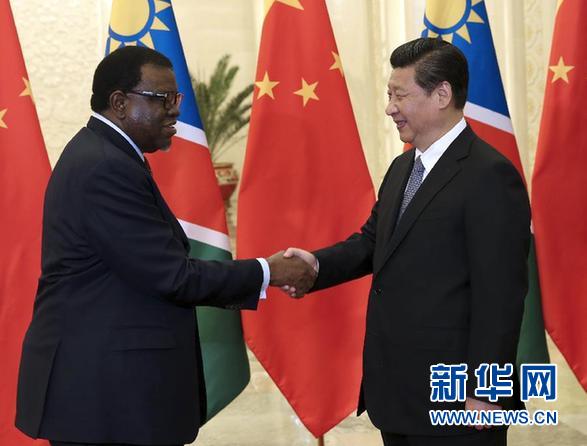 4月8日，國(guó)家主席習(xí)近平在北京人民大會(huì)堂會(huì)見(jiàn)納米比亞總理根哥布。新華社記者 龐興雷 攝