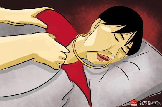 妻子張津華再?zèng)]能醒來，這個(gè)正處盛年、愛美又能干的女人變?yōu)榱酥参锶?，在床上一躺九年，容顏已枯朽。（畫作者：羅逸爵）