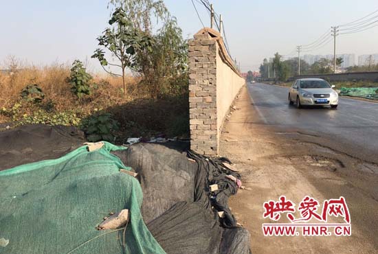 一墻之隔，一邊是道路，一邊是垃圾和荒草，市民質(zhì)疑其為遮羞墻。