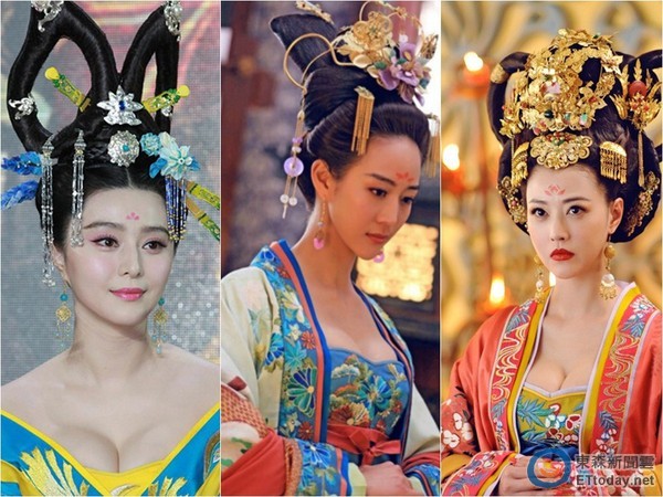 范冰冰、張鈞甯、周海媚，在《武媚娘》中爆乳演出