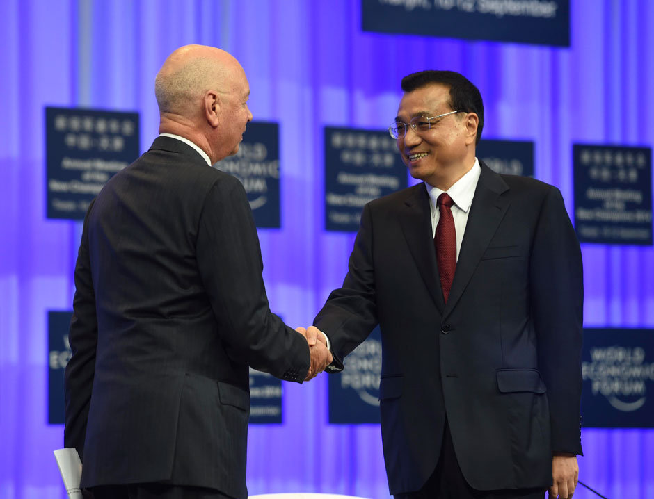 李克強總理出席夏季達沃斯論壇并發(fā)表開幕式致辭。