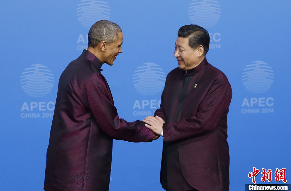 圖為習近平夫婦歡迎美國總統(tǒng)奧巴馬。中新社發(fā) 杜洋 攝