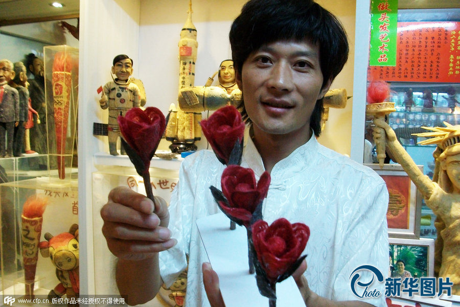 頭發(fā)絲“玫瑰花” 頭發(fā)絲“玫瑰花”